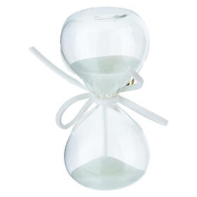 White sand hourglass with golden heart, 3 in