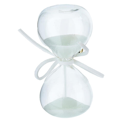 Hourglass favor white sand with golden heart 8 cm 2
