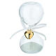 Hourglass favor white sand with golden heart 8 cm s1