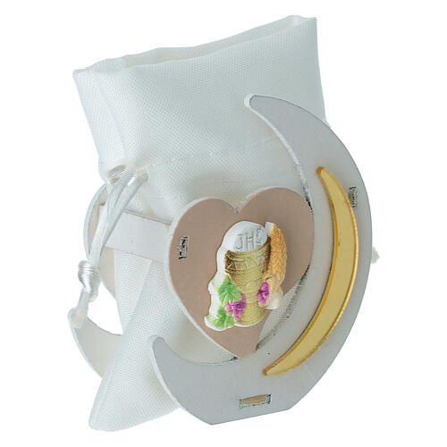 Holy Communion favour, heart and crescent moon, 3 in 2