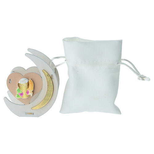 First Communion Favor Heart and Crescent Moon, 8 cm 3