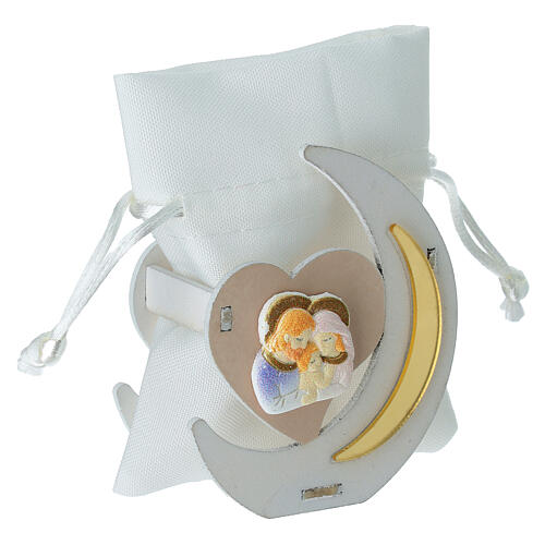 Bomboniera Cresima mezzaluna cuore Sacra Famiglia 8 cm legno 3