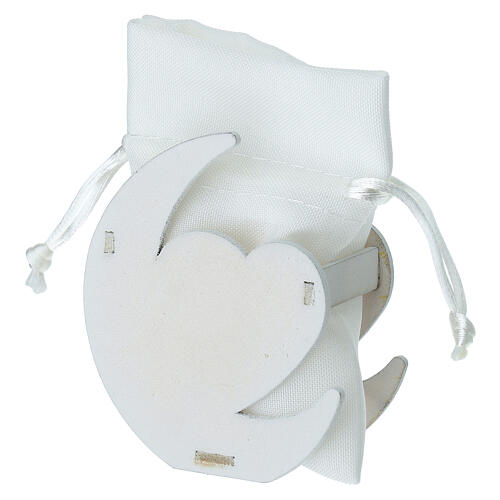 Bomboniera Cresima mezzaluna cuore Sacra Famiglia 8 cm legno 5