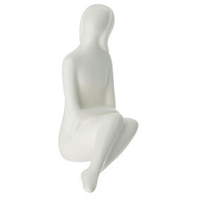 Porcelain seated lovers statue, 19 cm