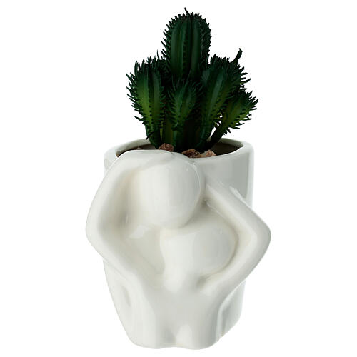 Set mit verliebtem Paar auf Porzellanvase mit Kaktus 15 cm 1