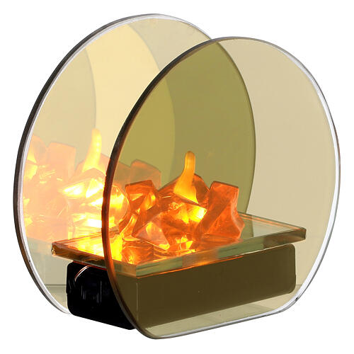 LED fireplace, 4x2x4 in, golden glass 4