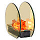 LED fireplace, 4x2x4 in, golden glass s3