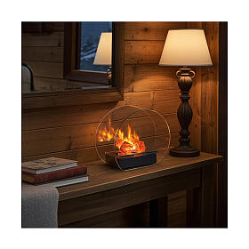 Pequeña chimenea led 10x5x11 cm vidrio dorado