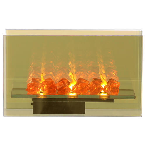 Kamin mit LED-Beleuchtung, Glas rechteckig, 20×5×12 cm 1