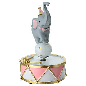 Spieluhr-Gastgeschenk mit rosa Zirkuselefant 17 cm