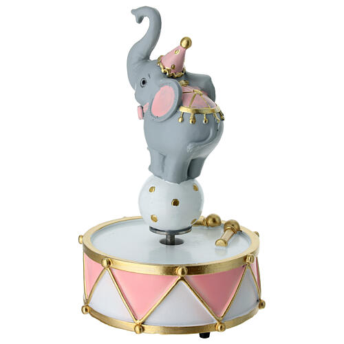 Boîte à musique souvenir avec éléphant de cirque rose 17 cm 3
