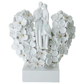 Flowered heart and two lovers favor statue, 16 cm