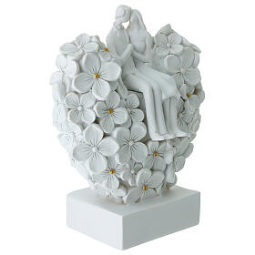 Flowered heart and two lovers favor statue, 16 cm
