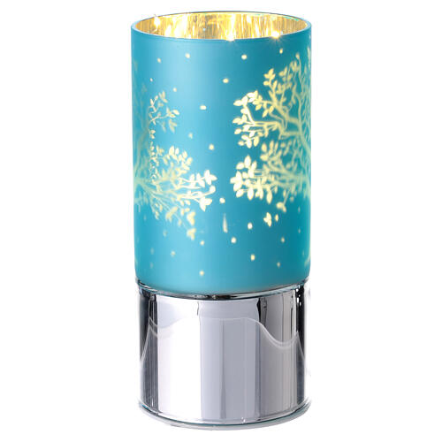 LED-Glaskugel in mattblau mit Baum des Lebens von Bagutta - Gastgeschenke 2