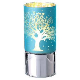 Veilleuse LED verre bleu ciel mat arbre de vie Bagutta remerciement