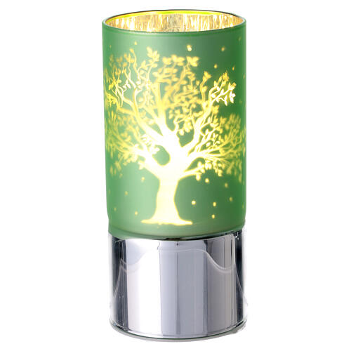 Cadeau de remerciement lampe en verre vert mat arbre de vie LED Bagutta 1