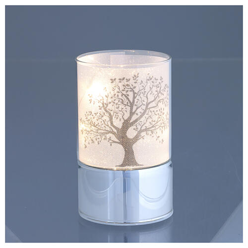Lampada LED vetro albero della vita bianco Bagutta bomboniere  2