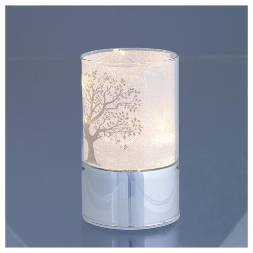 Lampada LED vetro albero della vita bianco Bagutta bomboniere  3