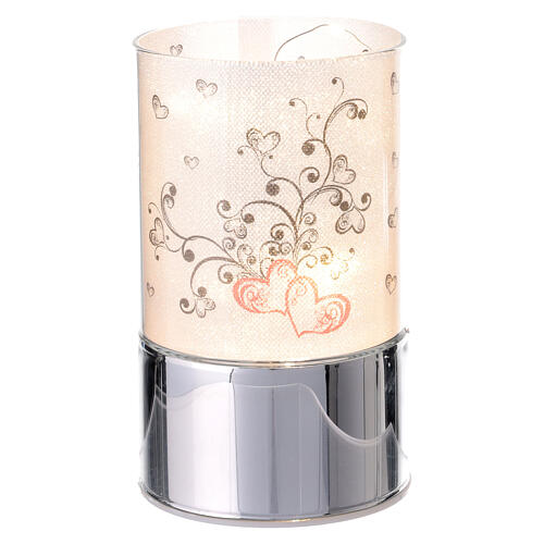 Bomboniera lampada vetro cuori rossi e veri micro LED Bagutta 1