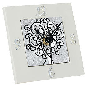 Bomboniera orologio quadrato albero della vita argentato resina 10x10 cm Bagutta