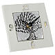 Square clock favour with silver Tree of Life, 4 in, resin, Bagutta s2