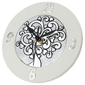 Gastgeschenk Uhr mit Lebensbaum aus versilbertem Harz 15 cm Bagutta