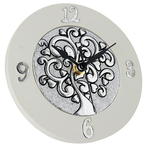 Favour: resin clock with silver Tree of Life, 6 in, Bagutta 2