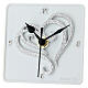 Favour clock with stylised heart, silver resin, 4x4 in, Bagutta s1