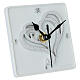 Favour clock with stylised heart, silver resin, 4x4 in, Bagutta s2