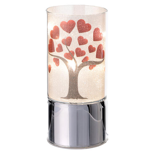 Gastgeschenk Glaslampe mit Baum des Lebens und roten Herzen Bagutta 1