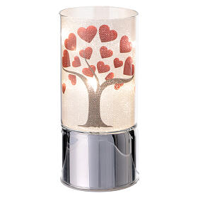 Bagutta Blown-Glass Tree of Life Favor Lamp with Red Hearts and Warm White Micro-LEDs