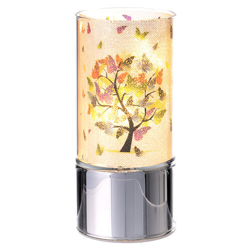 Recuerdo lámpara vidrio árbol de la vida mariposas multicolor Bagutta 1