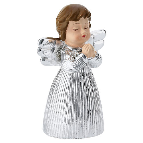 Recuerdo angelito con manos juntas 7.5 cm vestido plateado Bagutta 2