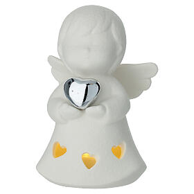 Recuerdo angelito blanco corazón plateado 10 cm Bagutta