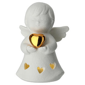 Recuerdo angelito blanco corazón oro 10 cm Bagutta