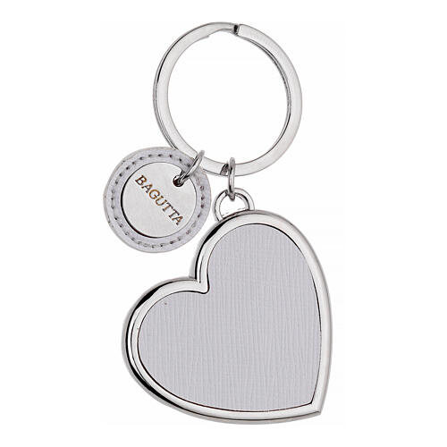 Llavero corazón cuero sintético blanco Bagutta 1