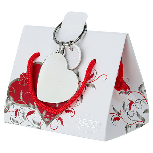 Llavero corazón cuero sintético blanco Bagutta 3
