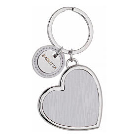 White faux leather heart keychain Bagutta