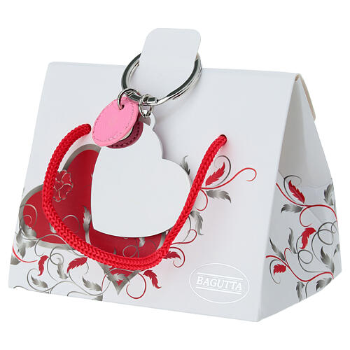 Pink faux leather heart-shaped key ring by Bagutta 3