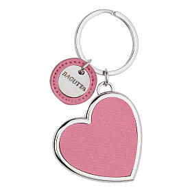 Pink synthetic leather heart keychain, Bagutta