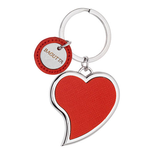 Red faux leather heart-shaped key ring by Bagutta 1