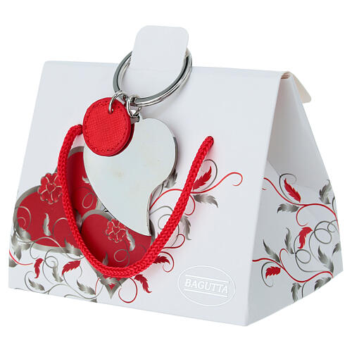Red faux leather heart keychain by Bagutta 3