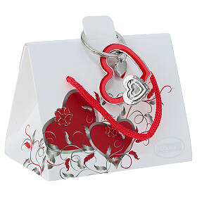 Llavero corazón esmaltado rojo y corazoncito Bagutta