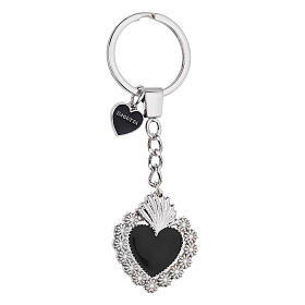 Black votive heart keyring by Bagutta