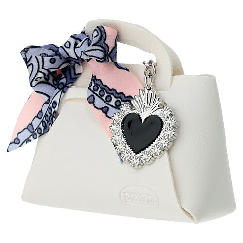 Black Enameled Votive Heart Keychain, Bagutta 2