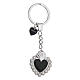Black Enameled Votive Heart Keychain, Bagutta s1