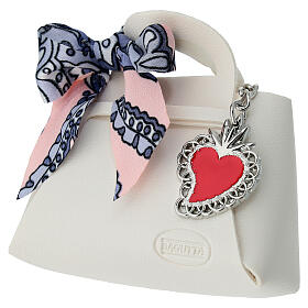 Red enameled votive heart keyring by Bagutta