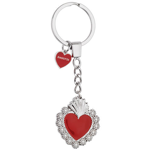 Red enameled votive heart keyring by Bagutta 1