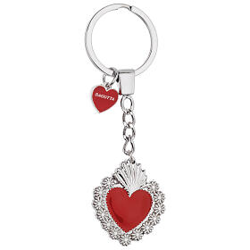 Llavero corazón votivo esmaltado rojo Bagutta