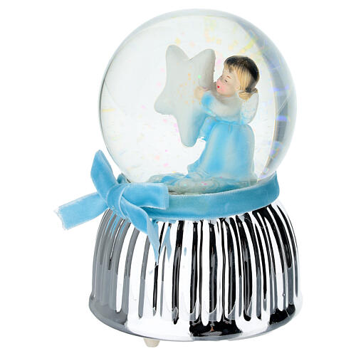 Snow Globe Music Box with Blue Angel Star 13 cm Bagutta 2